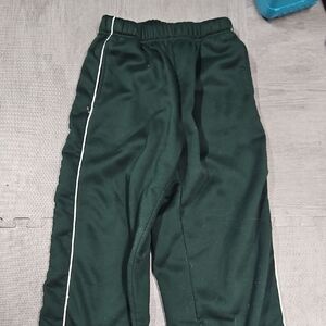Dark Green Track Pants with White Stripe